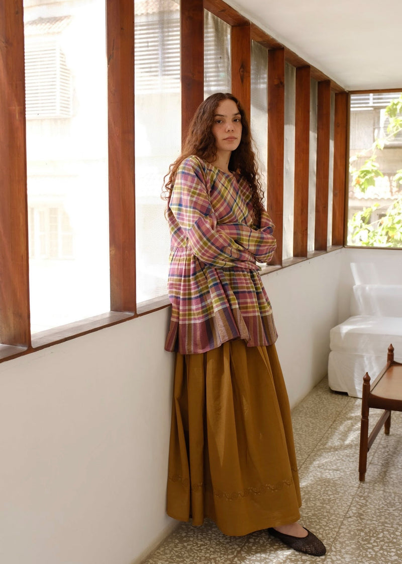 Poppy Top handwoven cotton top/shirt by MASON AND MILL in multi-color for women in Singapore
