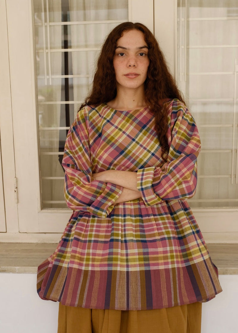 Poppy Top handwoven cotton top/shirt by MASON AND MILL in multi-color for women in Singapore