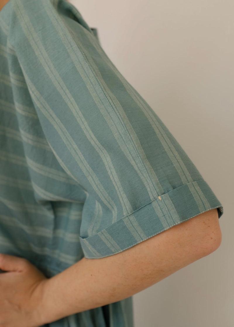 Nina-Sea Green Dress cotton silk dress by MASON AND MILL in sea green for women in Singapore