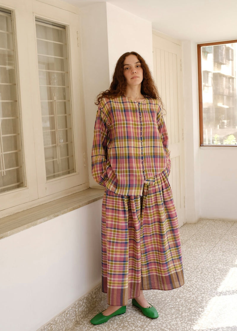 Billie Top handwoven cotton top/shirt by MASON AND MILL in multi-color for women in Singapore