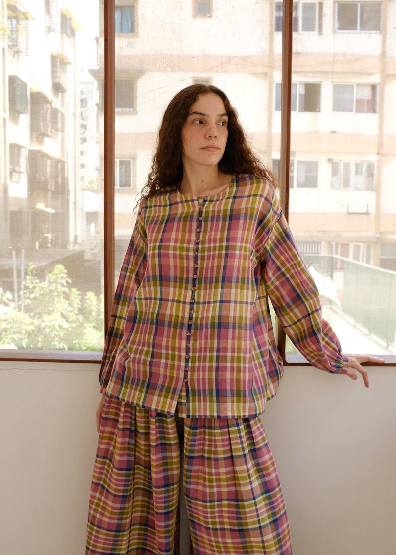Billie Top handwoven cotton top/shirt by MASON AND MILL in multi-color for women in Singapore