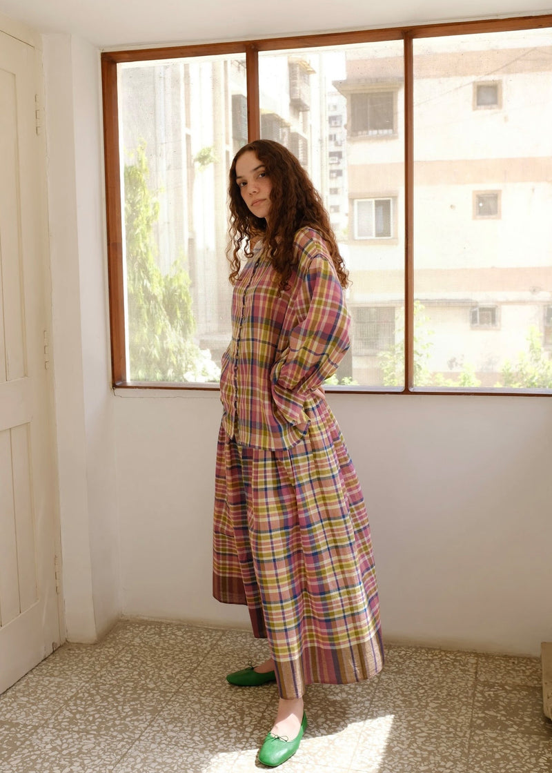 Araya-Chatai Checks Pant handwoven cotton pant/trouser by MASON AND MILL in multi-color for women in Singapore