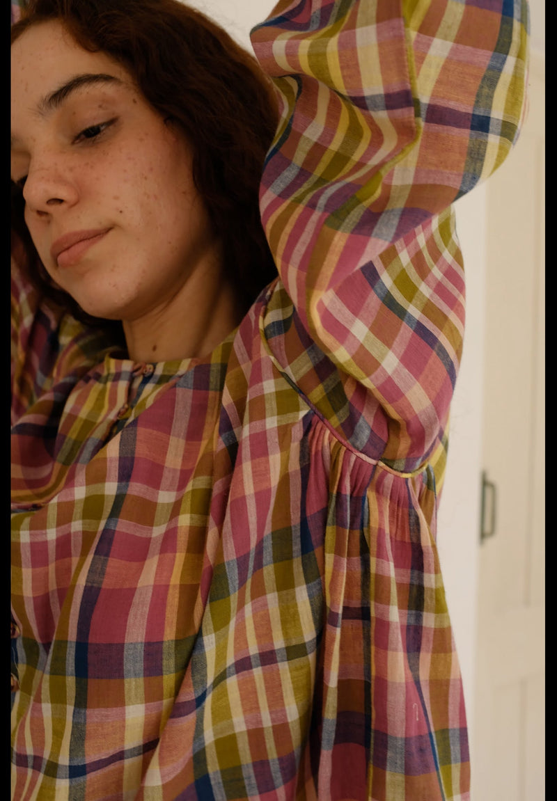 Billie Top handwoven cotton top/shirt by MASON AND MILL in multi-color for women in Singapore