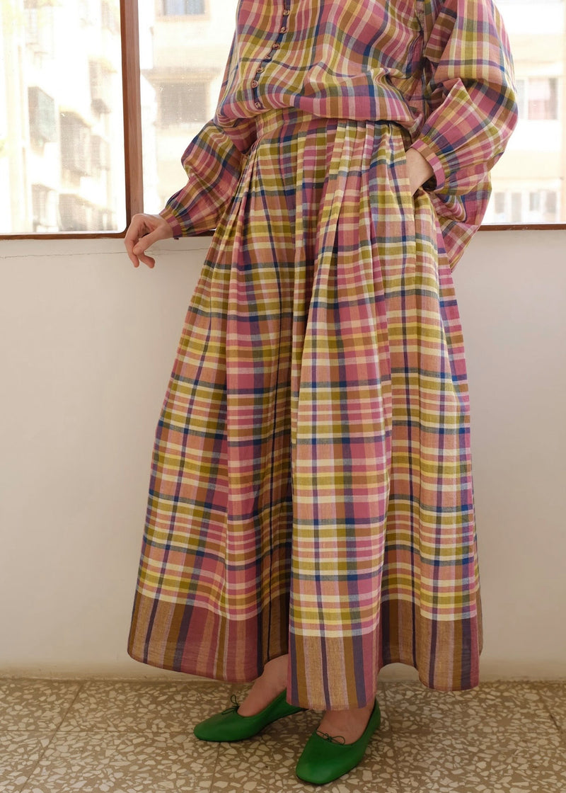 Araya-Chatai Checks Pant handwoven cotton pant/trouser by MASON AND MILL in multi-color for women in Singapore