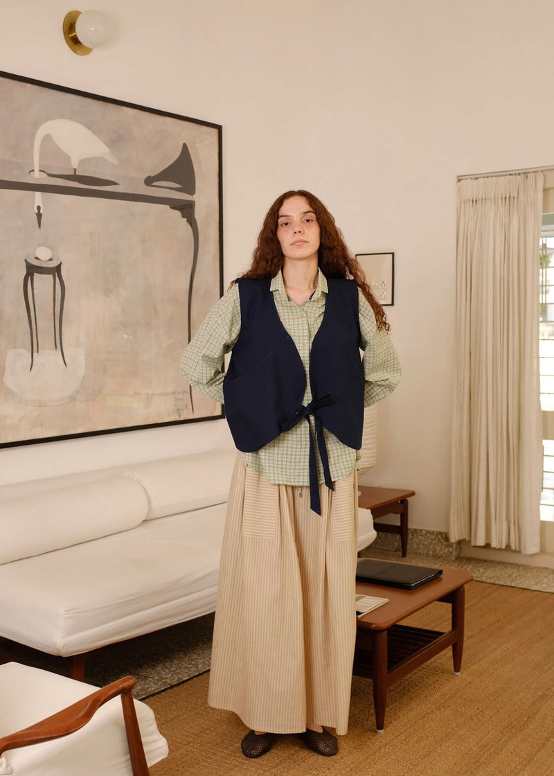 Briar Vest cotton jacket/overlay by MASON AND MILL in navy blue for women in Singapore