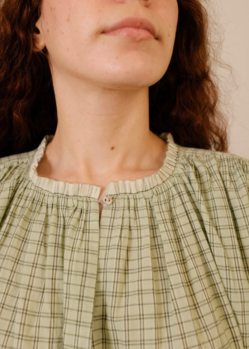 Vienna Dress handwoven cotton dress by MASON AND MILL in green for women in Singapore