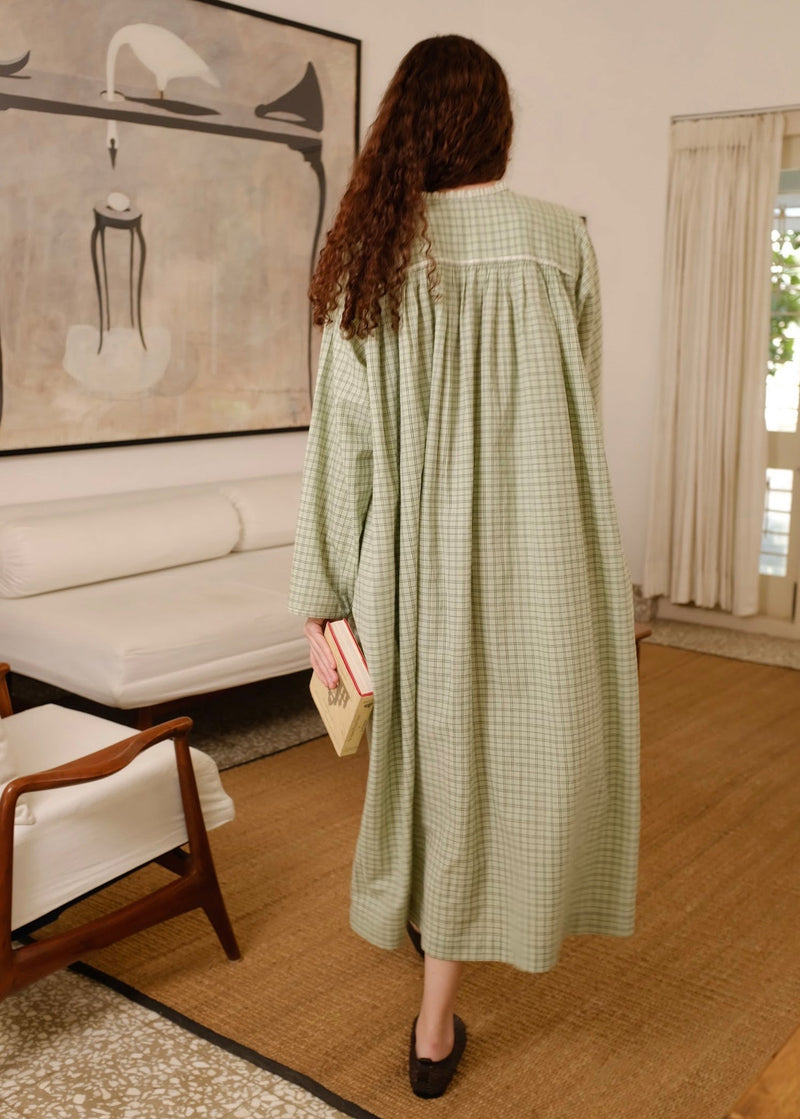 Vienna Dress handwoven cotton dress by MASON AND MILL in green for women in Singapore