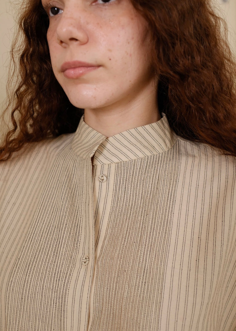 Rue Top handwoven cotton top/shirt by MASON AND MILL in beige for women in Singapore