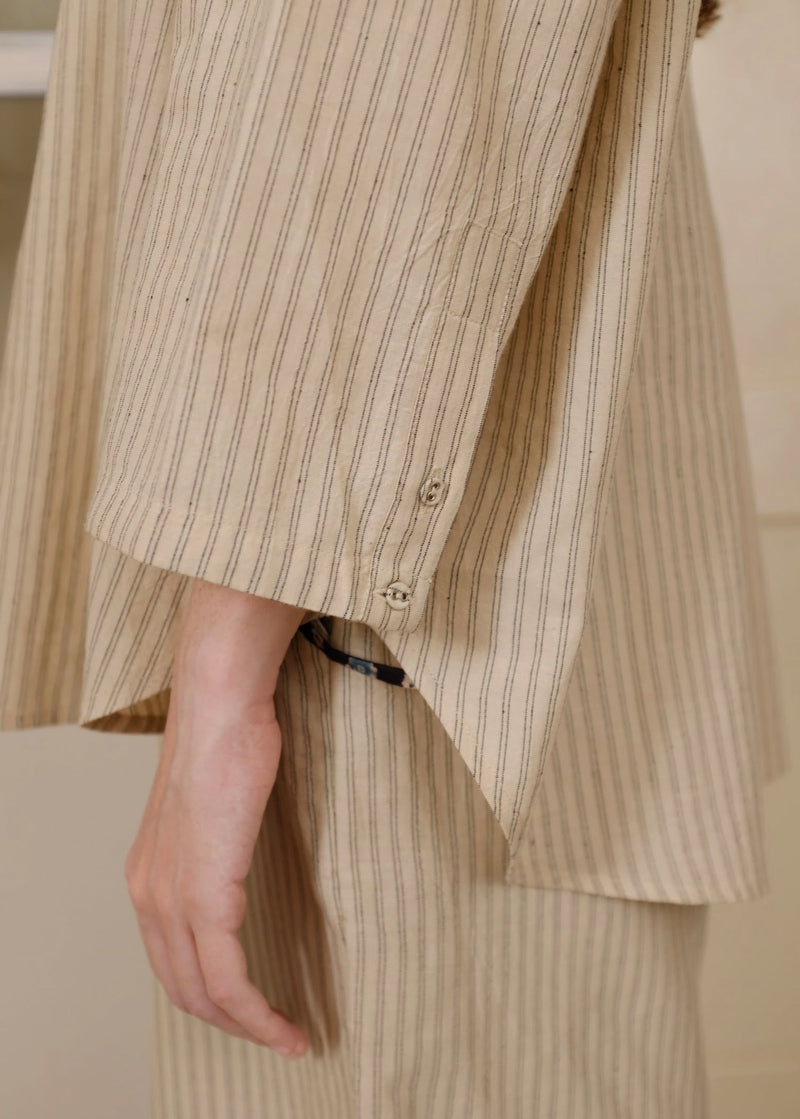Rue Top handwoven cotton top/shirt by MASON AND MILL in beige for women in Singapore