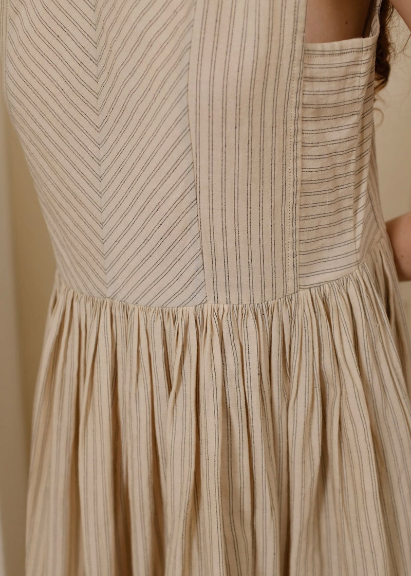 Alaia Dress handwoven cotton dress by MASON AND MILL in beige for women in Singapore
