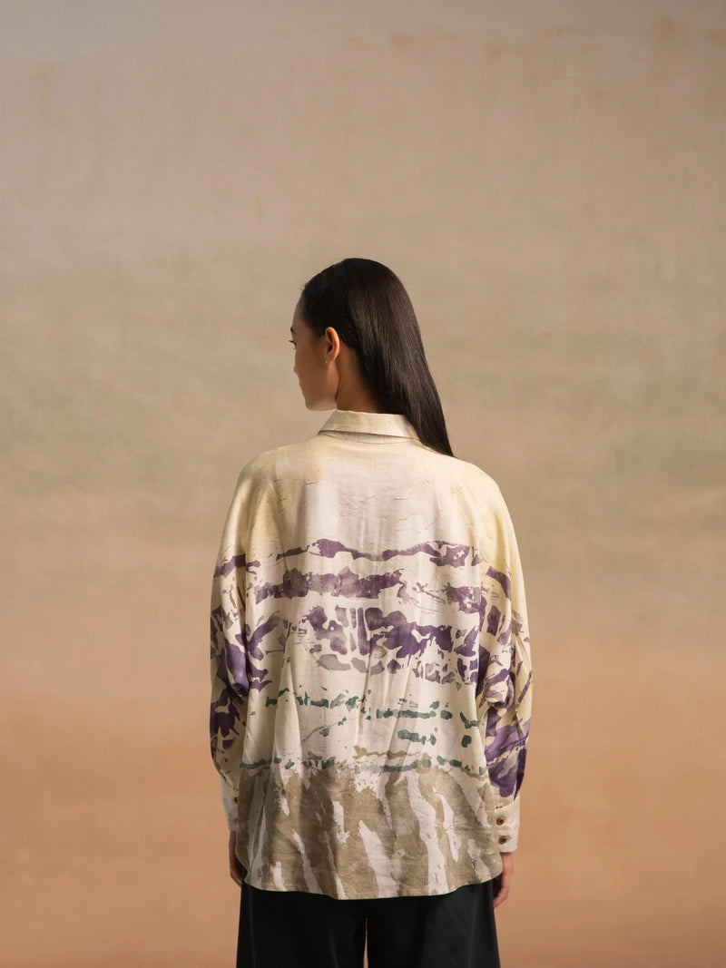 Kiera Shirt - Ocean Print cotton Top & Tunics,Shirt by CORD for women in Singapore