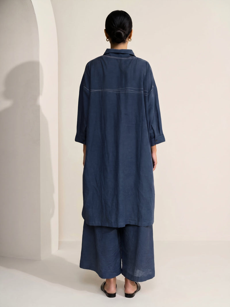 Aurora Muted Indigo Pants hemploop, lyocell pant/trouser by Doodlage in indigo for women in Singapore