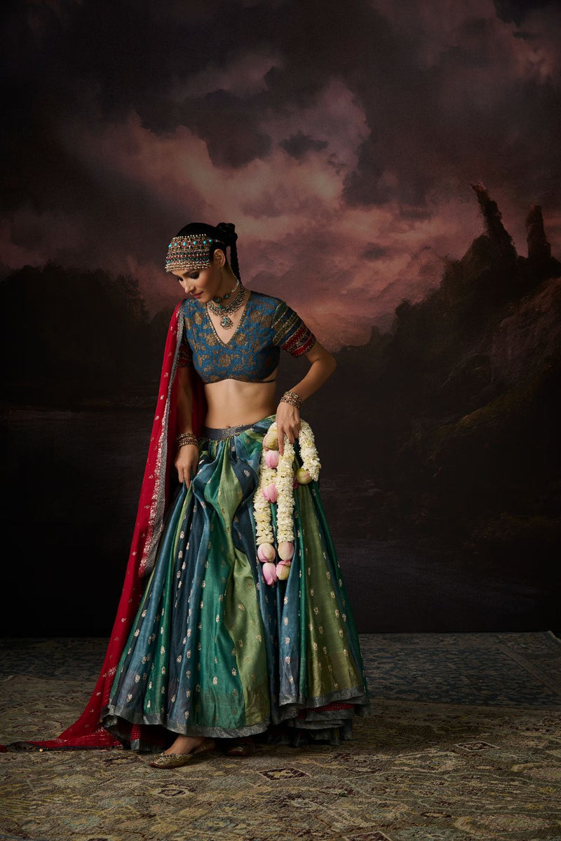 INAYA SKIRT chanderi by SWATTI KAPOOR in multi color for women in Singapore