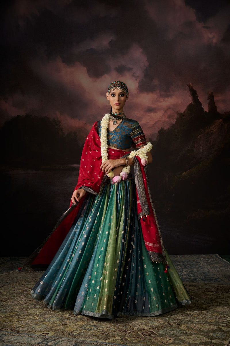 INAYA SKIRT chanderi by SWATTI KAPOOR in multi color for women in Singapore