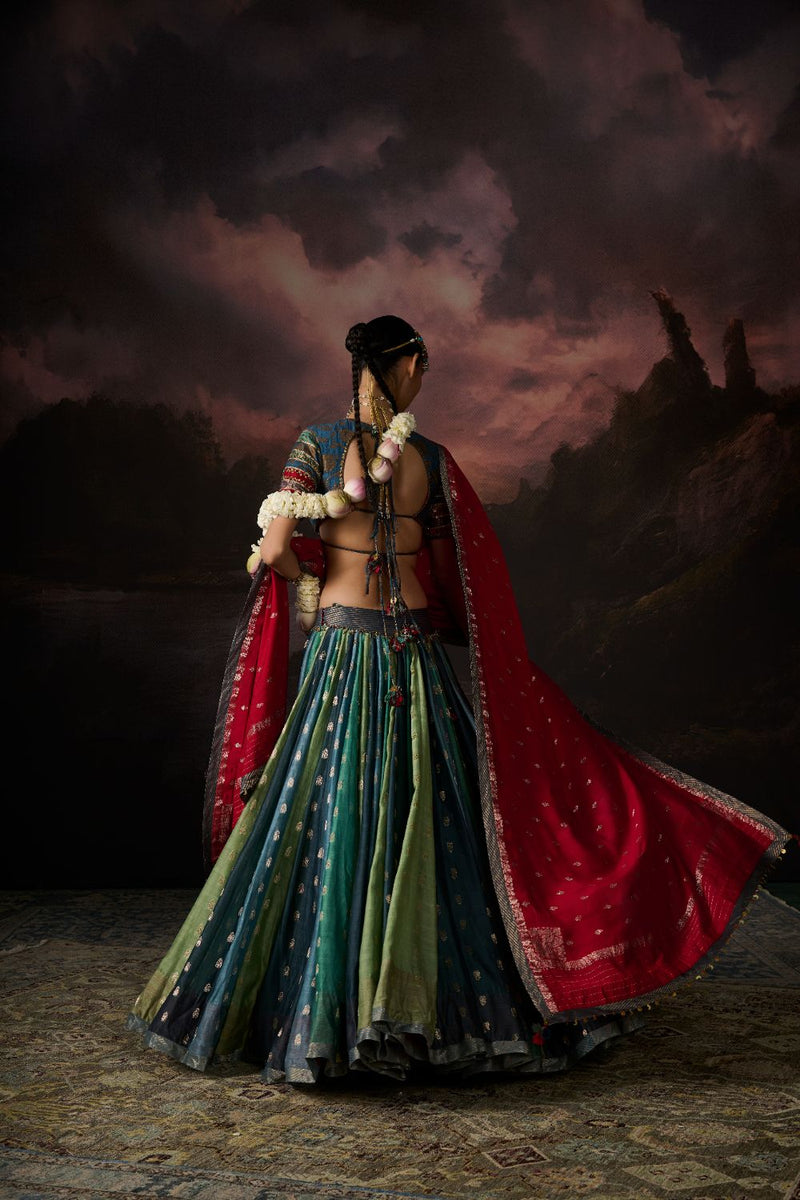 INAYA SKIRT chanderi by SWATTI KAPOOR in multi color for women in Singapore