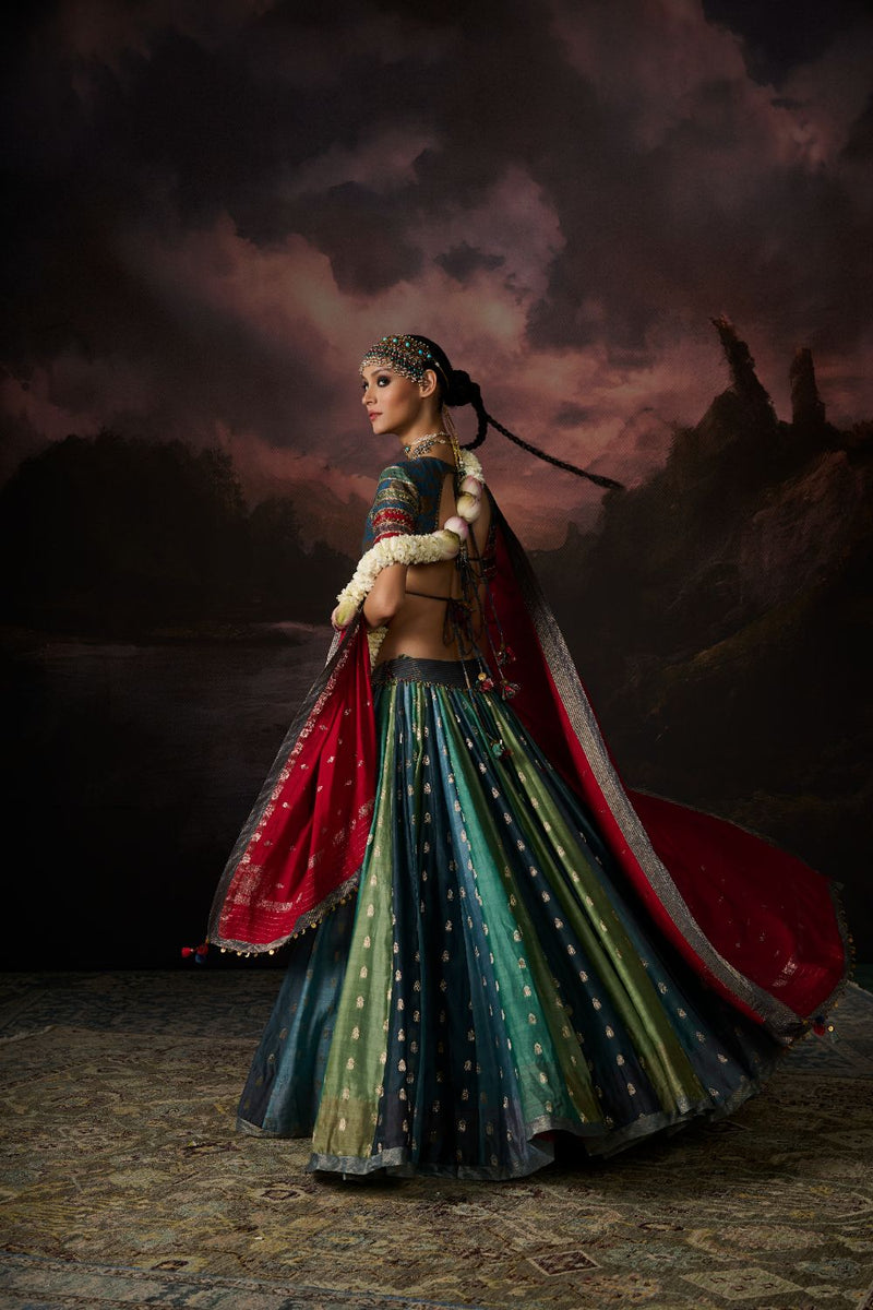 INAYA SKIRT chanderi by SWATTI KAPOOR in multi color for women in Singapore