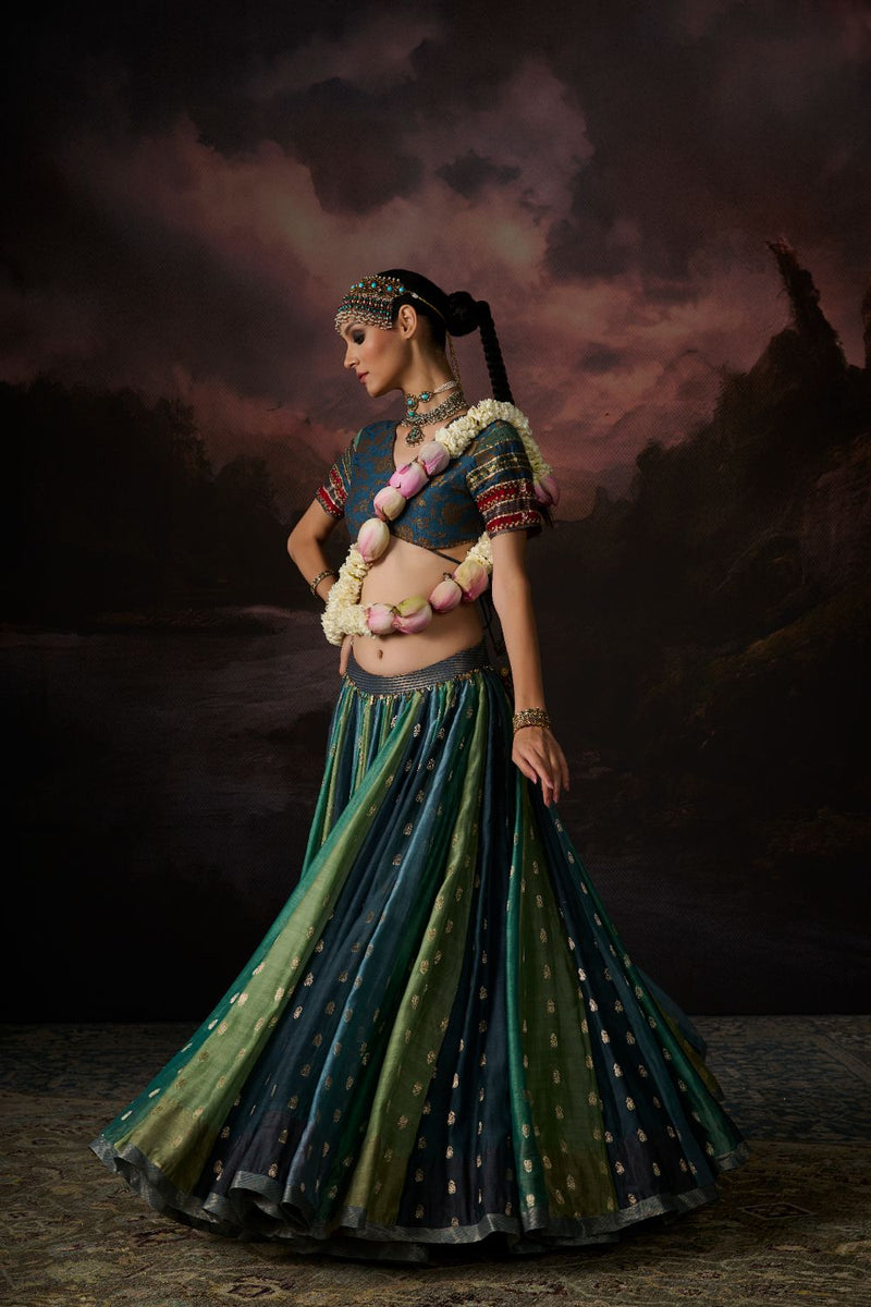 INAYA SKIRT chanderi by SWATTI KAPOOR in multi color for women in Singapore