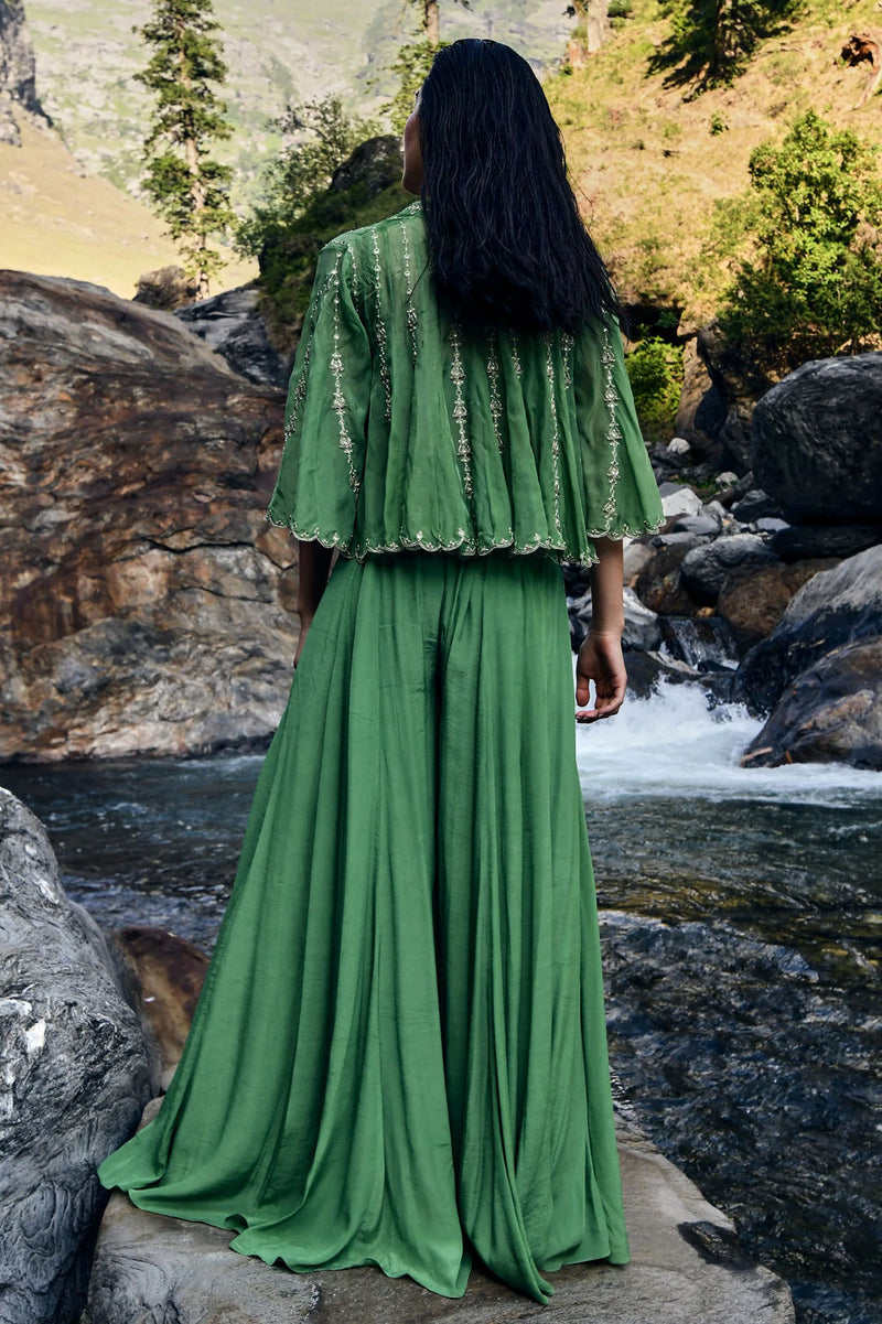 Isadora Jacket Set crepe by Paulmi & Harsh-kahan Sep'26 in green for women in Singapore