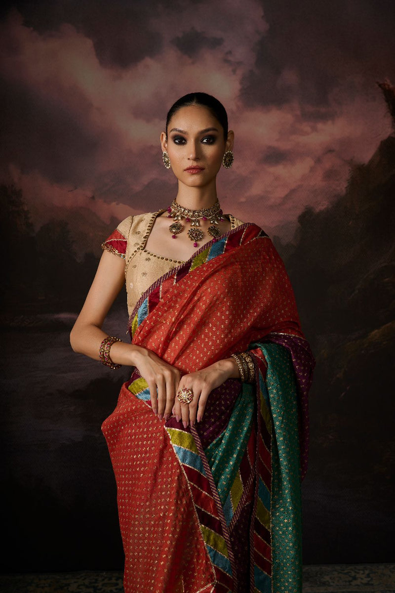 ISHA BLOUSE chanderi by SWATTI KAPOOR in gold color for women in Singapore