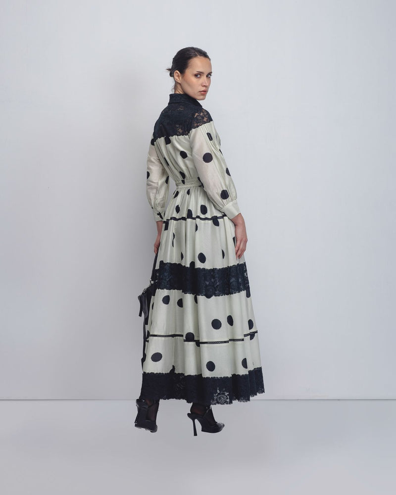 Isha Dress - Off White + Black Dots Buy Isha Dress - Off White + Black Dots from C&W | Dresses for Women by Leh Studios in black color for women in Singapore
