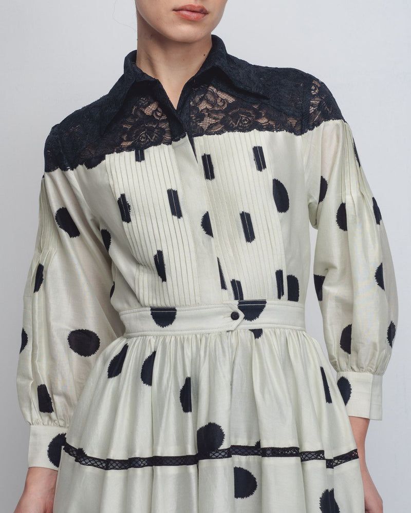 Isha Dress - Off White + Black Dots Buy Isha Dress - Off White + Black Dots from C&W | Dresses for Women by Leh Studios in black color for women in Singapore