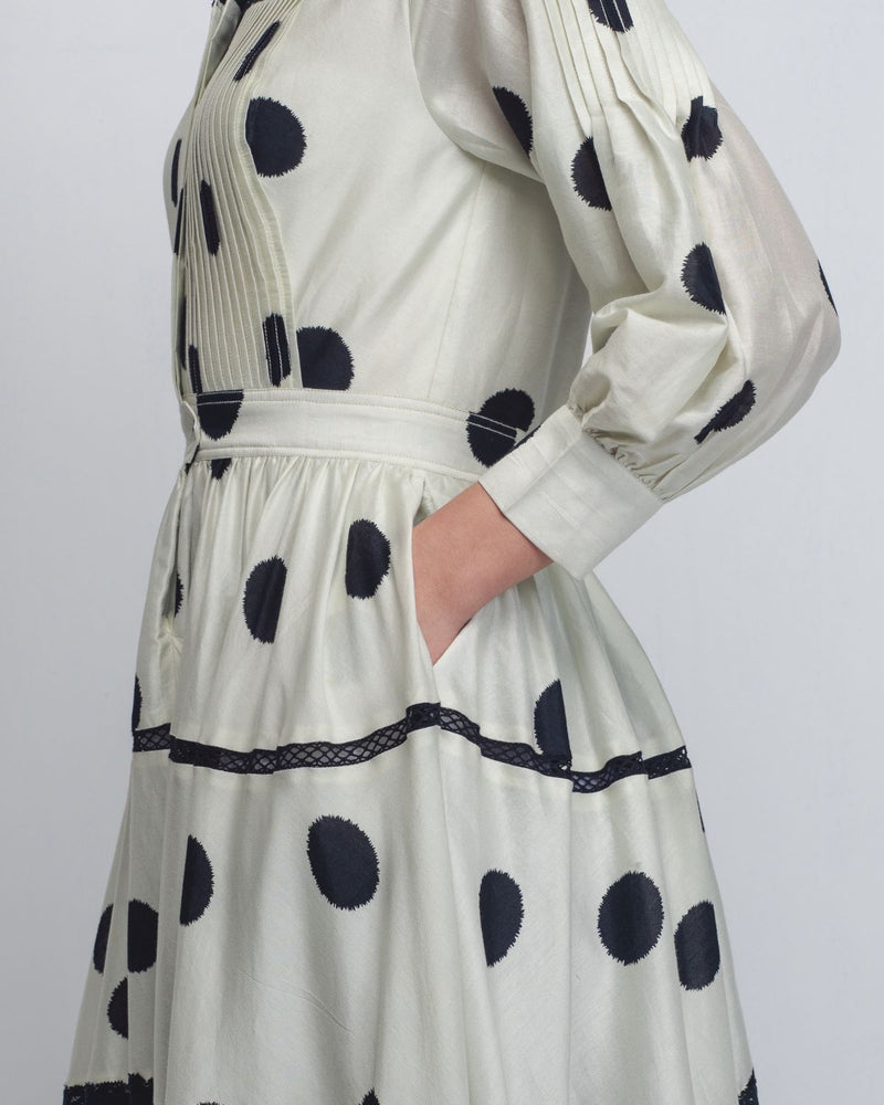 Isha Dress - Off White + Black Dots Buy Isha Dress - Off White + Black Dots from C&W | Dresses for Women by Leh Studios in black color for women in Singapore