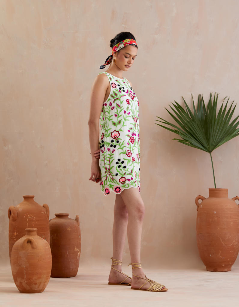 Pearl White and Multi Color Thread Embroidery Mini Dress Buy Pearl White and Multi Color Thread Embroidery Mini Dress from C&W | Dresses for Women by Indian Summer Story in ivory color for women in Singapore