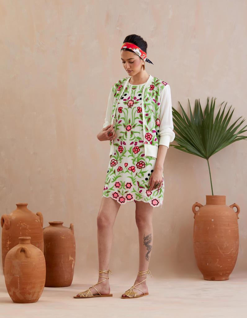 Pearl White and Multi Color Thread Embroidery Jacket Buy Pearl White and Multi Color Thread Embroidery Jacket from C&W | Jackets And Overlays for Women by Indian Summer Story in ivory color for women in Singapore