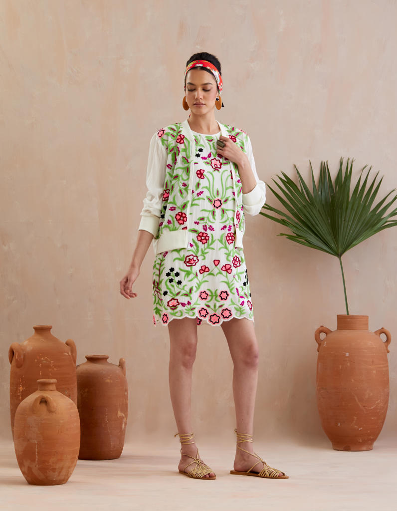 Pearl White and Multi Color Thread Embroidery Jacket Buy Pearl White and Multi Color Thread Embroidery Jacket from C&W | Jackets And Overlays for Women by Indian Summer Story in ivory color for women in Singapore