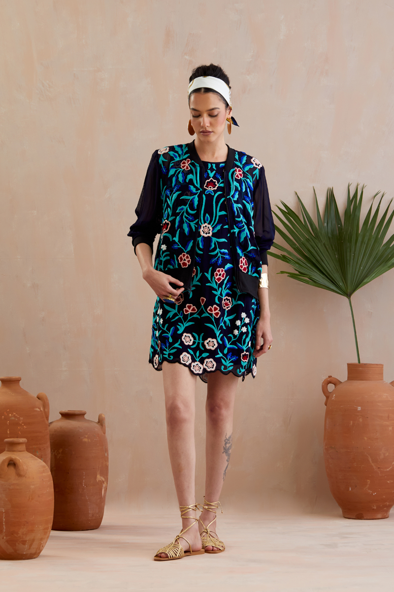 Midnight Blue and Multi Color Thread Embroidery Jacket poplin Buy Midnight Blue and Multi Color Thread Embroidery Jacket from C&W | Jackets And Overlays for Women by Indian Summer Story in blue color for women in Singapore