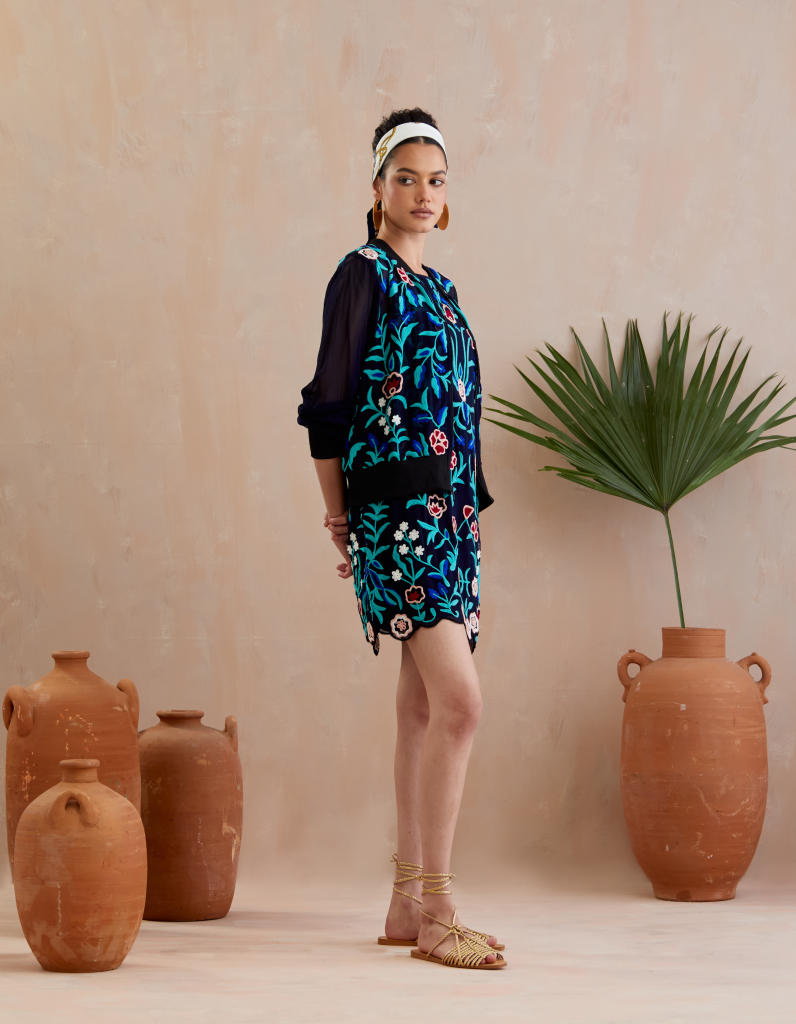 Midnight Blue and Multi Color Thread Embroidery Jacket poplin Buy Midnight Blue and Multi Color Thread Embroidery Jacket from C&W | Jackets And Overlays for Women by Indian Summer Story in blue color for women in Singapore