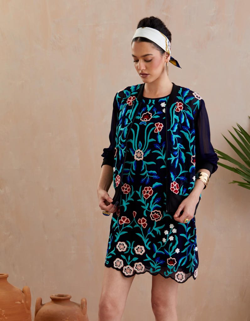 Midnight Blue and Multi Color Thread Embroidery Jacket poplin Buy Midnight Blue and Multi Color Thread Embroidery Jacket from C&W | Jackets And Overlays for Women by Indian Summer Story in blue color for women in Singapore