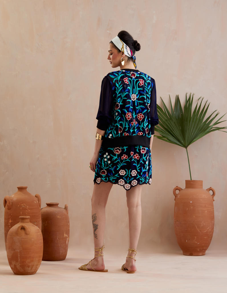 Midnight Blue and Multi Color Thread Embroidery Jacket poplin Buy Midnight Blue and Multi Color Thread Embroidery Jacket from C&W | Jackets And Overlays for Women by Indian Summer Story in blue color for women in Singapore