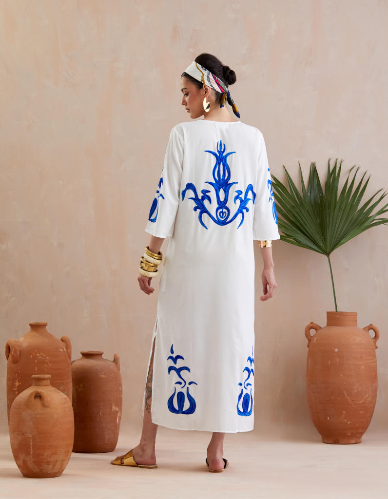 Ivory and Multi Color Azure Thread Embroidery Maxi Dress poplin Buy Ivory and Multi Color Azure Thread Embroidery Maxi Dress from C&W | Dresses for Women by Indian Summer Story in ivory color for women in Singapore