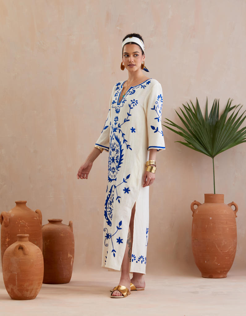 Ivory and Multi Color Azure Thread Embroidery Jute Maxi Dress poplin Buy Ivory and Multi Color Azure Thread Embroidery Jute Maxi Dress from C&W | Dresses for Women by Indian Summer Story in ivory color for women in Singapore