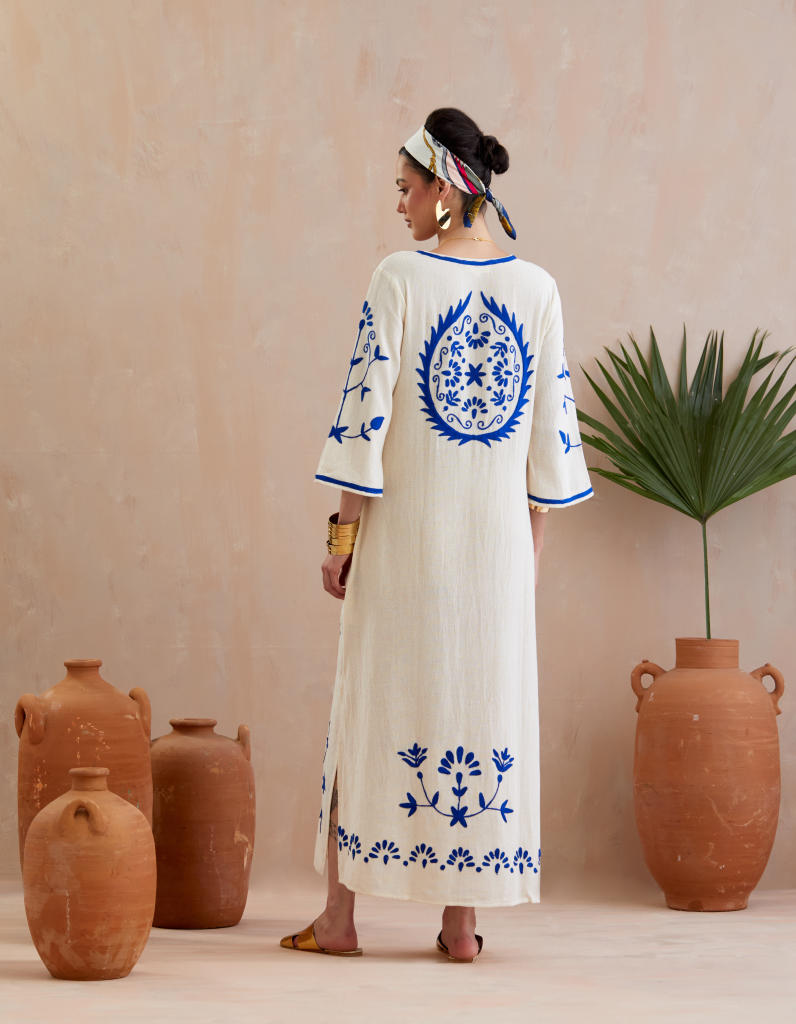 Ivory and Multi Color Azure Thread Embroidery Jute Maxi Dress poplin Buy Ivory and Multi Color Azure Thread Embroidery Jute Maxi Dress from C&W | Dresses for Women by Indian Summer Story in ivory color for women in Singapore