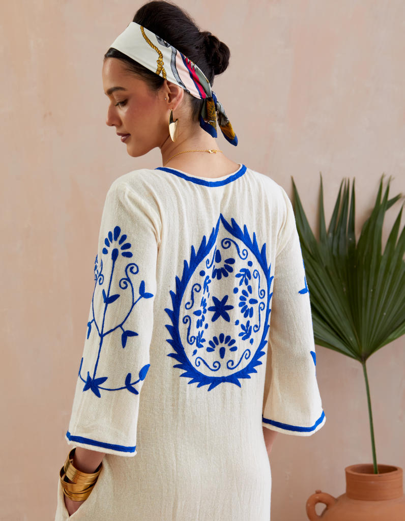 Ivory and Multi Color Azure Thread Embroidery Jute Maxi Dress poplin Buy Ivory and Multi Color Azure Thread Embroidery Jute Maxi Dress from C&W | Dresses for Women by Indian Summer Story in ivory color for women in Singapore