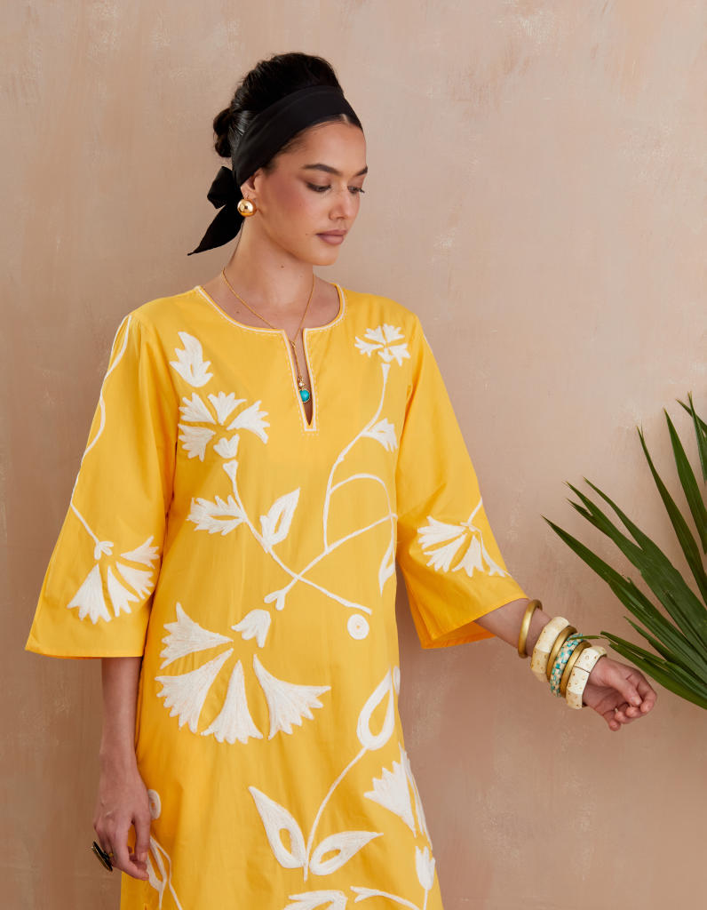 Mango Yellow and Ivory Thread Embroidery Maxi Dress poplin Buy Mango Yello and Ivory Thraed Embroidery Maxi dress from C&W | Dresses for Women by Indian Summer Story in yellow color for women in Singapore