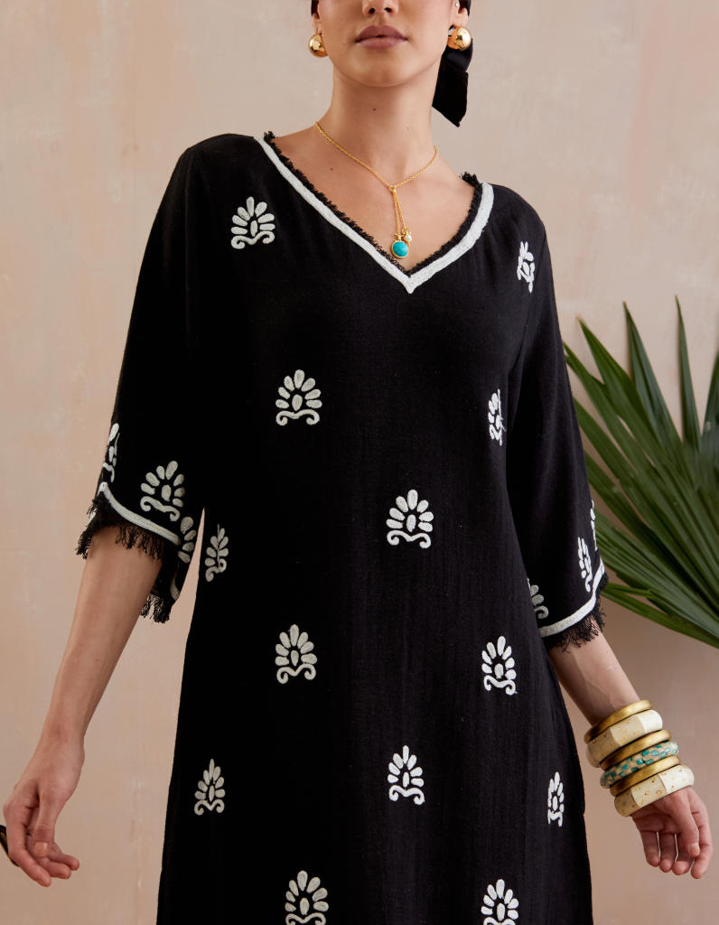 Black and Ivory Thread Embroidery Jute Maxi Dress Buy Black and Ivory Thread Embroidery Jute Maxi Dress from C&W | Dresses for Women by Indian Summer Story in black color for women in Singapore