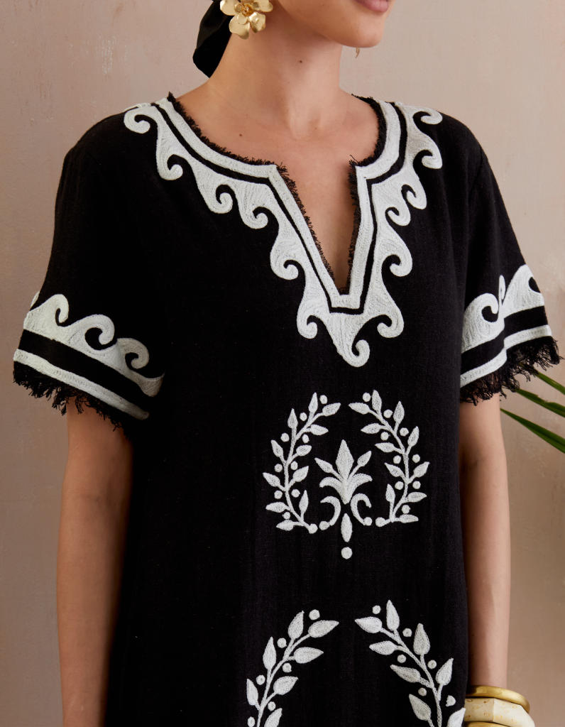 Black and Ivory Thread Embroidery Jute Mini Dress Buy Black and Ivory Thread Embroidery Jute Mini Dress from C&W | Dresses for Women by Indian Summer Story in black color for women in Singapore