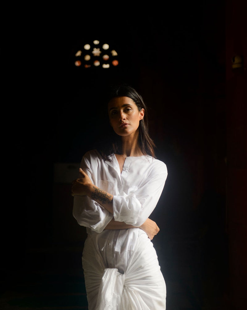 SHIBA MULMUL SARONG DRESS 100% cotton Buy SHIBA MULMUL SARONG DRESS from C&W | Dresses for Women by Ituvana in white color for women in Singapore