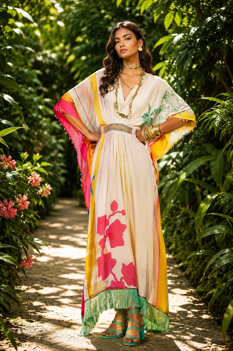 IVORY BELT KAFTAN Indo-Western Wear by Rajiramniq for women in Singapore