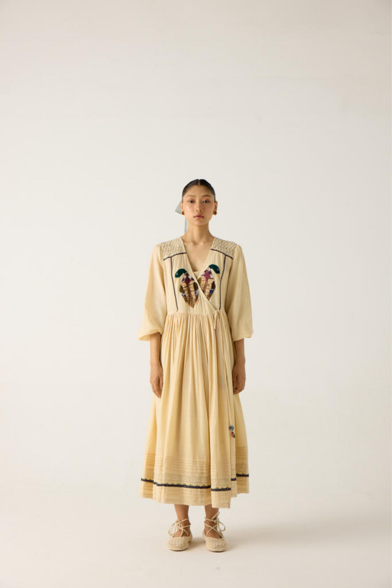 POEM DRESS-IVORY DUCK APPLIQUE cotton by CORD in multi for women in Singapore