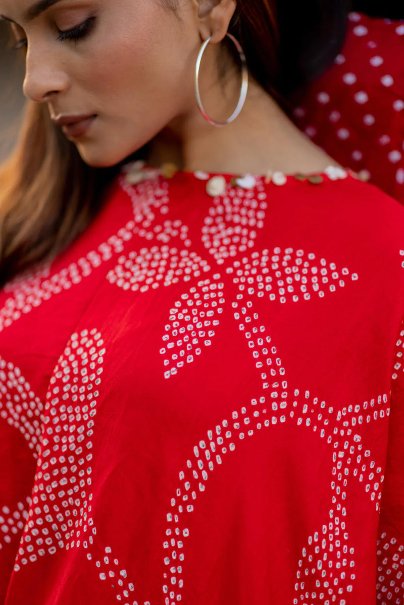 IKEBANA SET-RED silk by Dyelogue in red color for women in Singapore