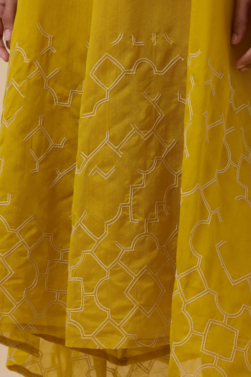Inaya Yellow Handwoven Resort Dress chanderi by The Summer House in yellow color for women in Singapore