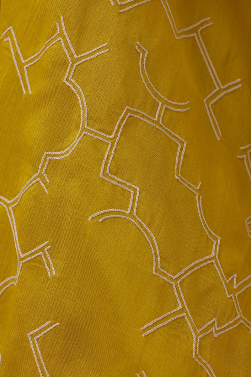 Inaya Yellow Handwoven Resort Dress chanderi by The Summer House in yellow color for women in Singapore