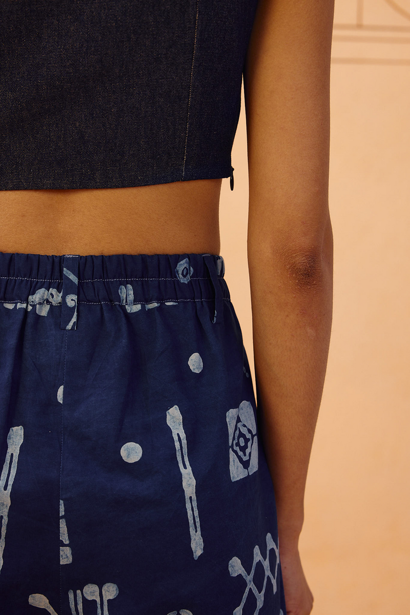 Indigo Patterns Organic Cotton Trousers organic cotton poplin pant/trouser by SUI in indigo for women in Singapore