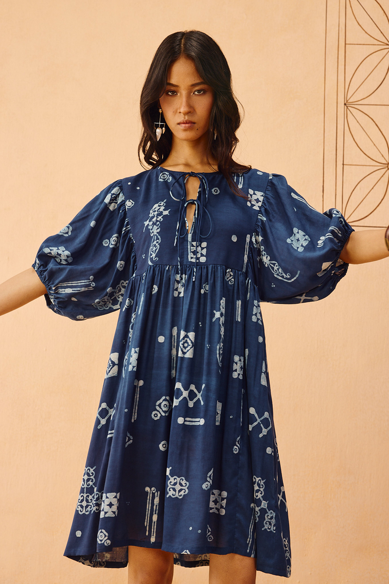 Indigo Wilds Lyocell Dress lyocell dress by SUI in indigo for women in Singapore