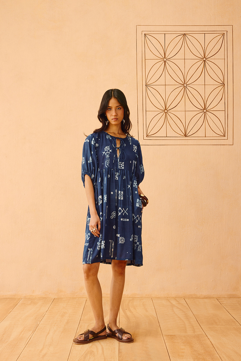 Indigo Wilds Lyocell Dress lyocell dress by SUI in indigo for women in Singapore