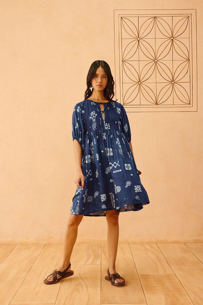 Indigo Wilds Lyocell Dress lyocell dress by SUI in indigo for women in Singapore